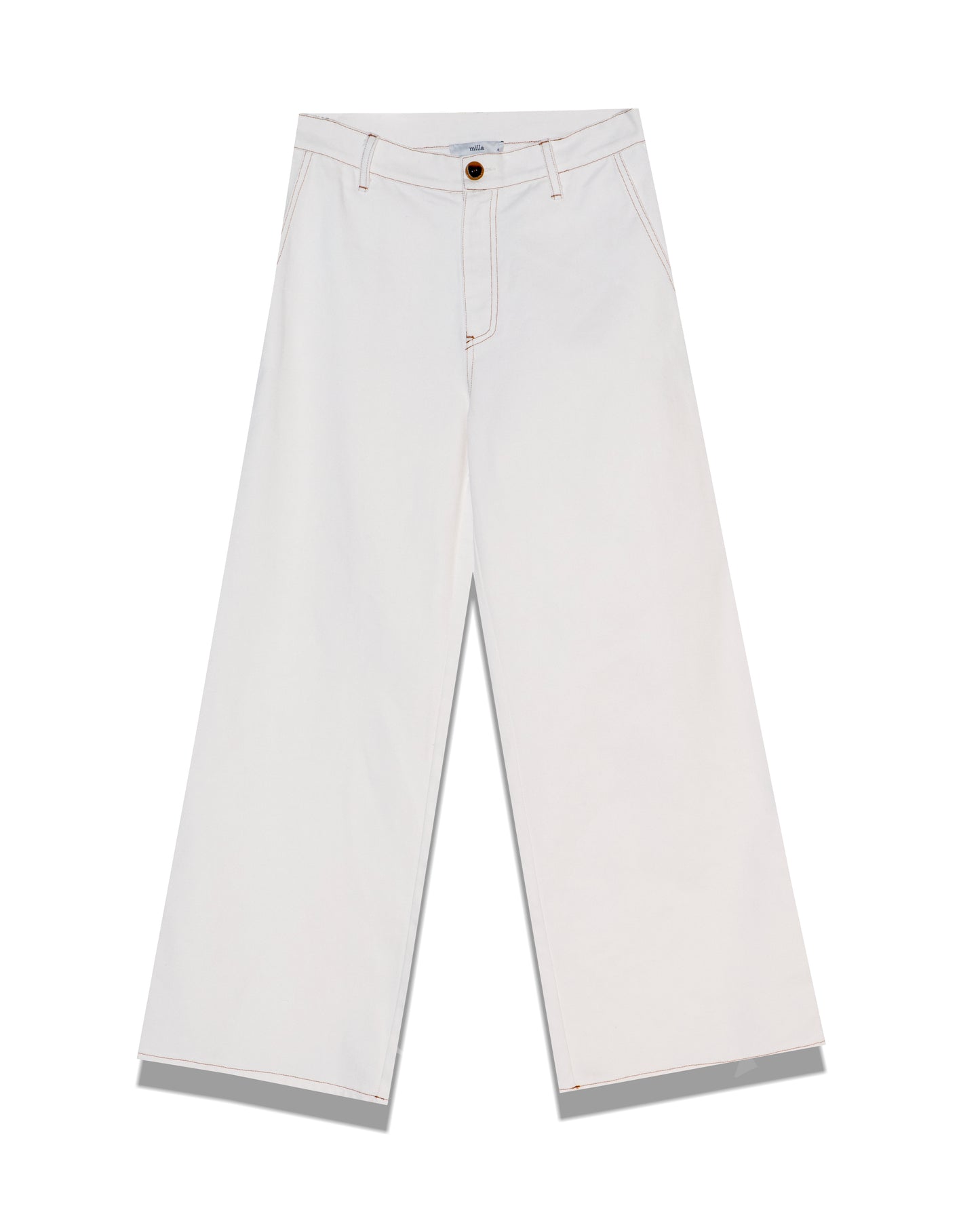 Ecru Cotton Loose Fit Jeans