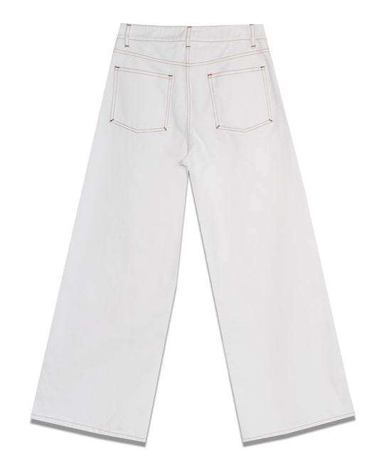 Ecru Cotton Loose Fit Jeans