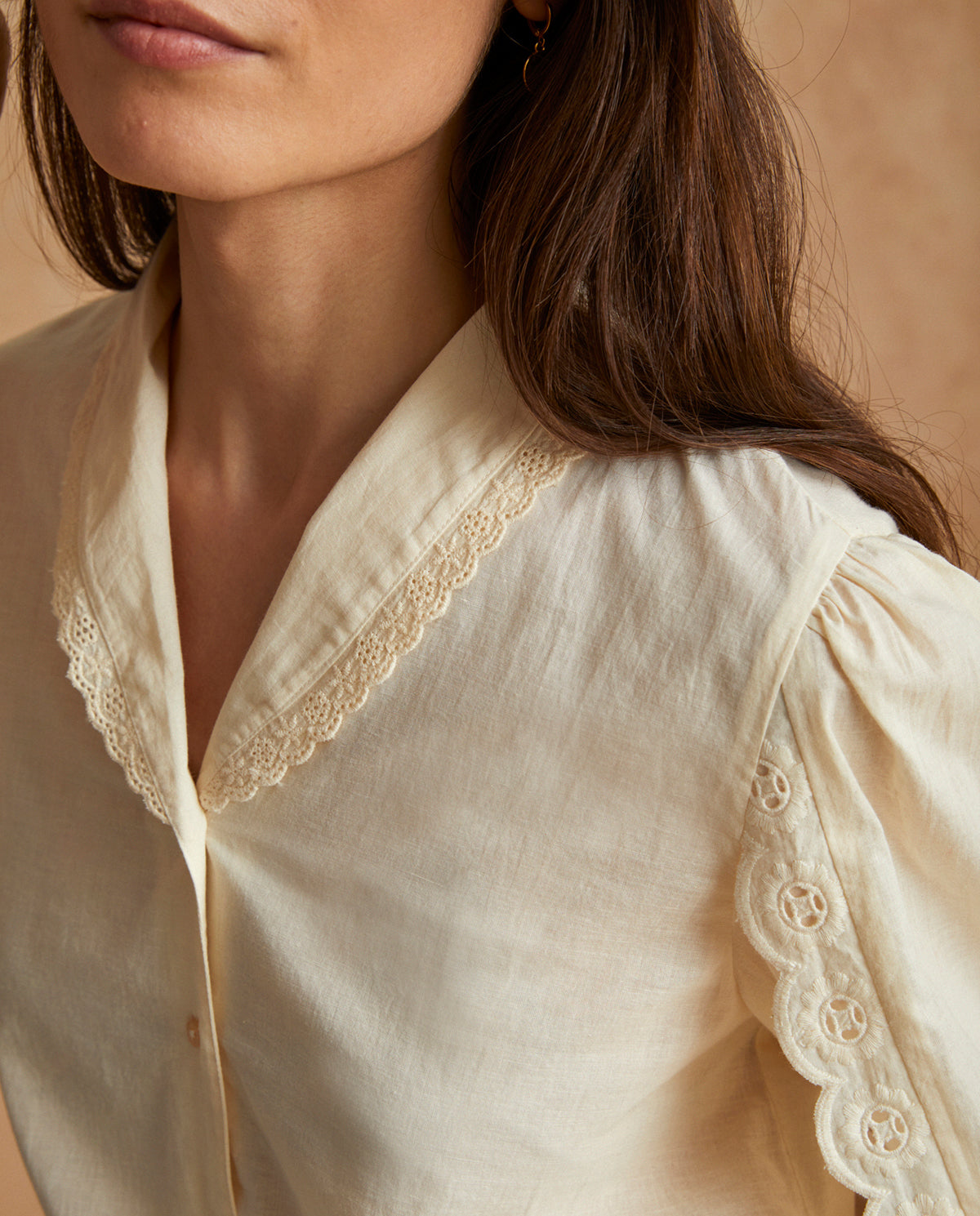 Embroidery Cotton Shirt Vanilla