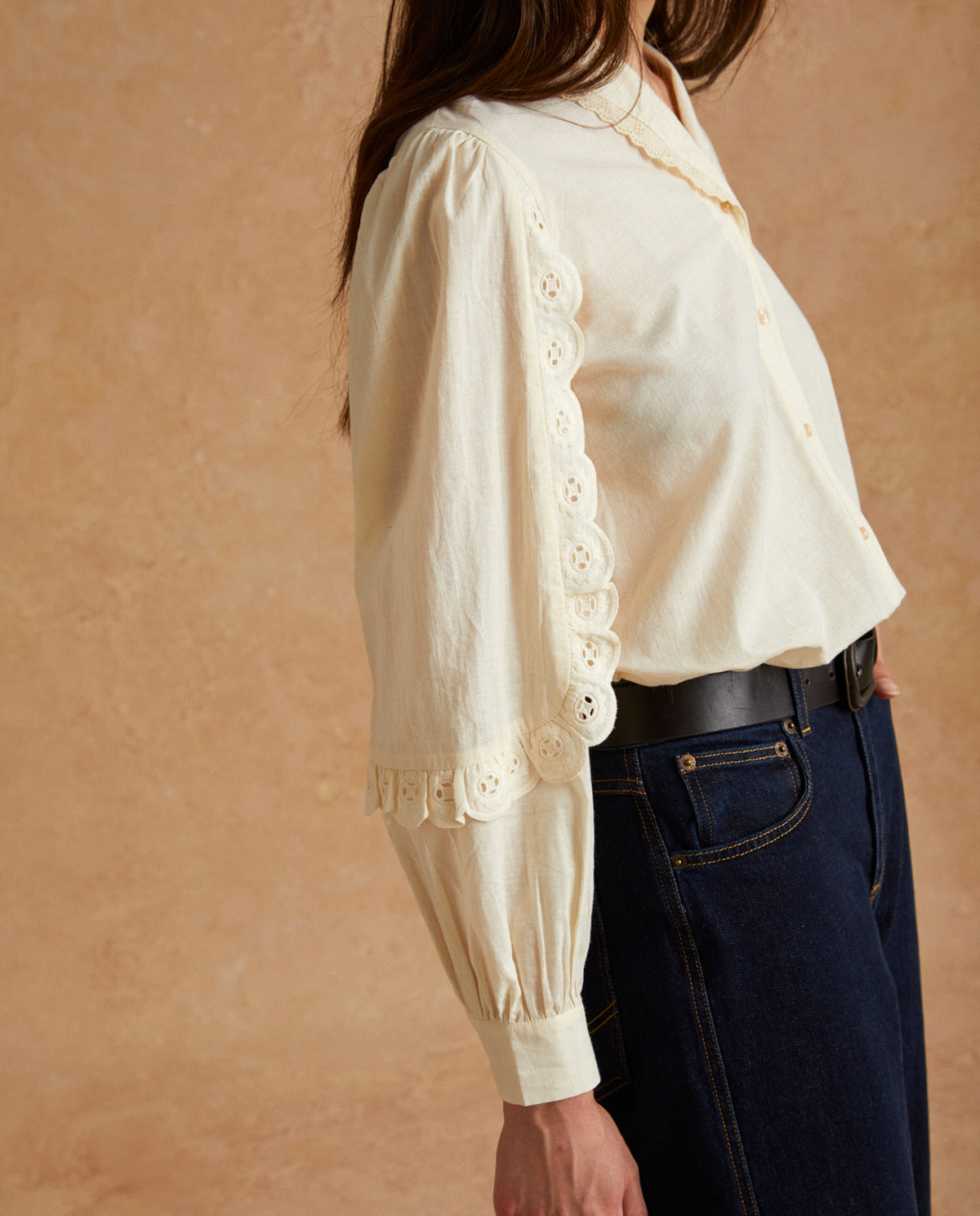 Embroidery Cotton Shirt Vanilla