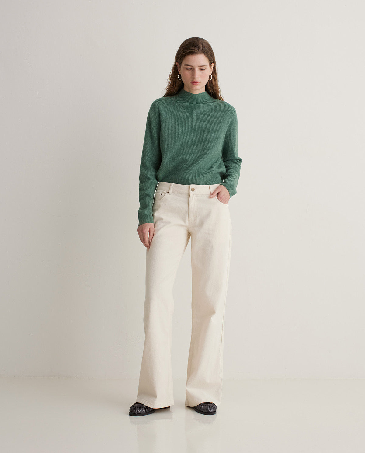 Wide-Leg Denim Trousers