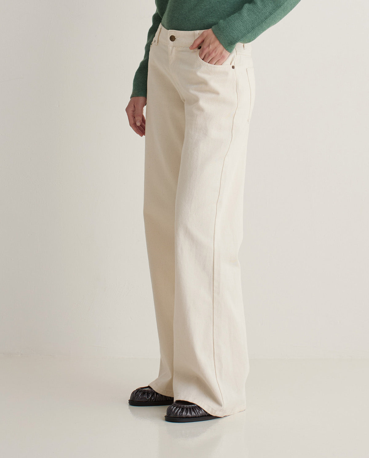 Wide-Leg Denim Trousers