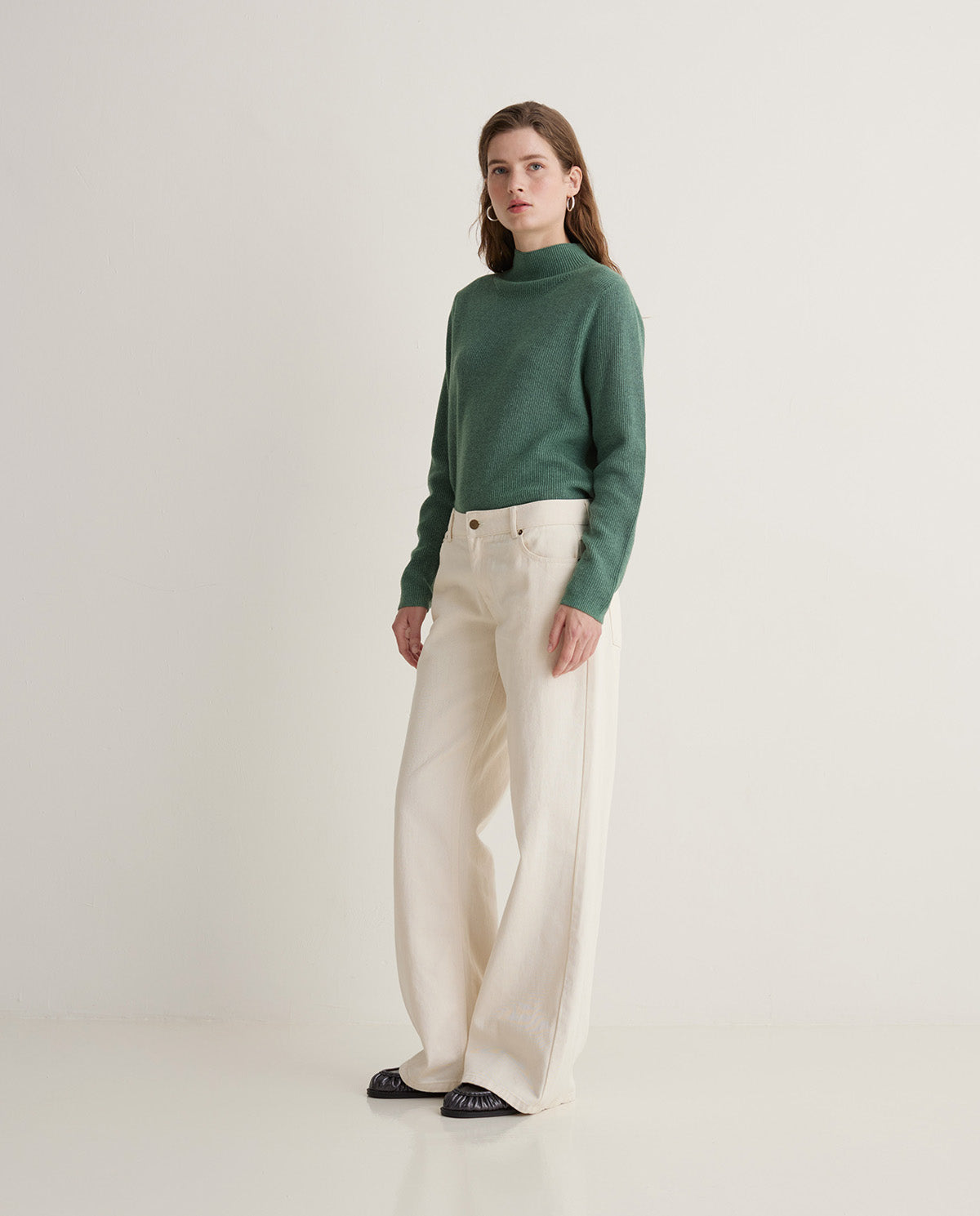 Wide-Leg Denim Trousers