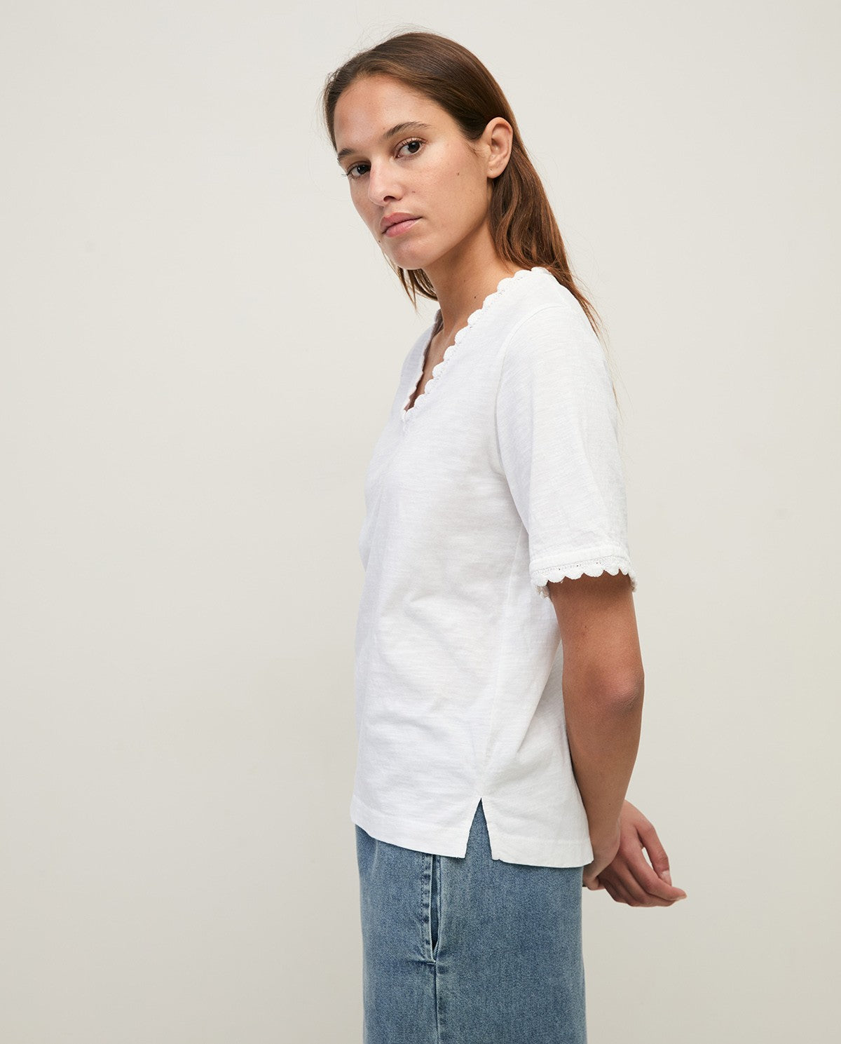Crochet Detail Cotton Tee