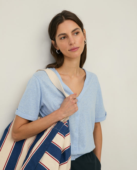 Short-sleeve V-neck cardigan