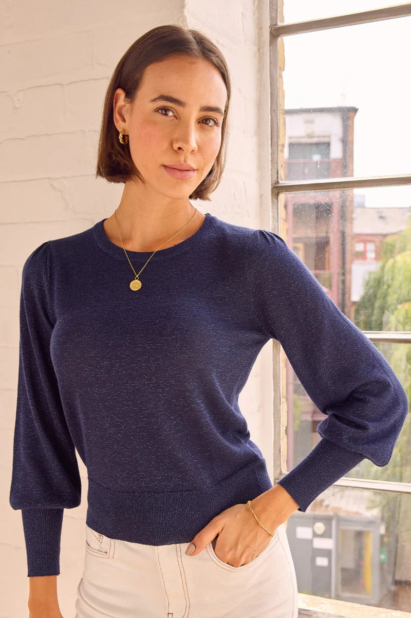 Metallic Knit Crew Neck Jumper
