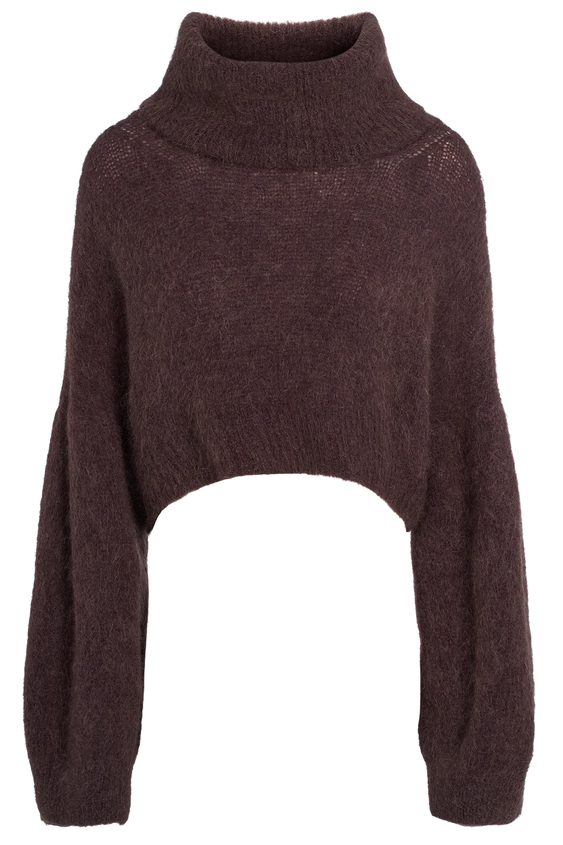 Andrea Rollneck Cropped Alpaca Pullover