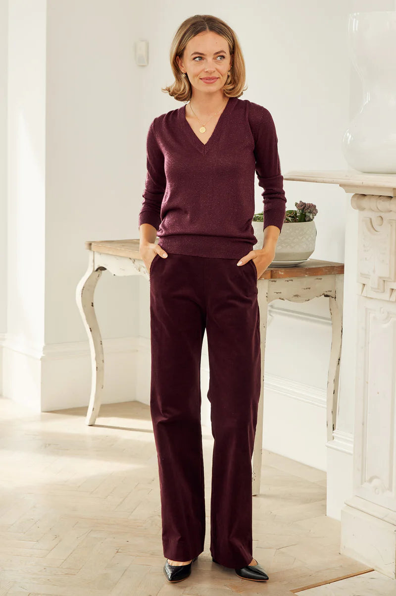 Metallic Knit V-Neck Jumper