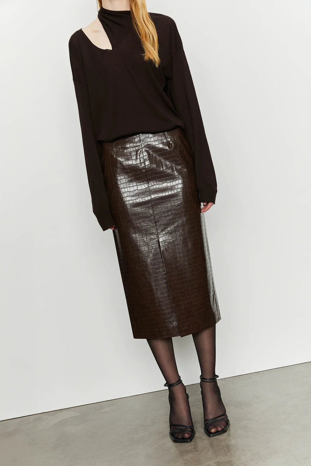 Eco-Leather Long Skirt