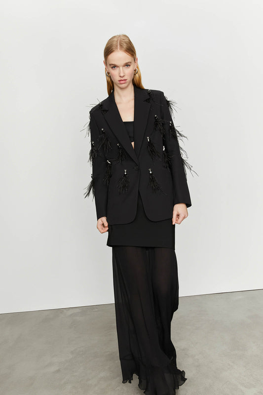 Oversized Feather and Stone Jacket