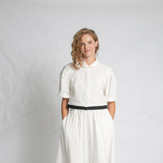 Crinkle Black Trim Top