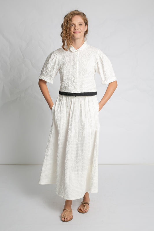 White Crinkle Weave Skirt