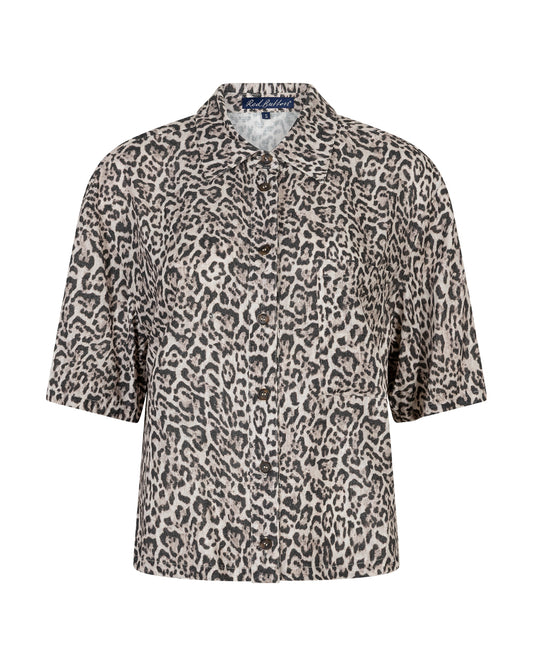 Nora Blouse Linen Leopard pebble