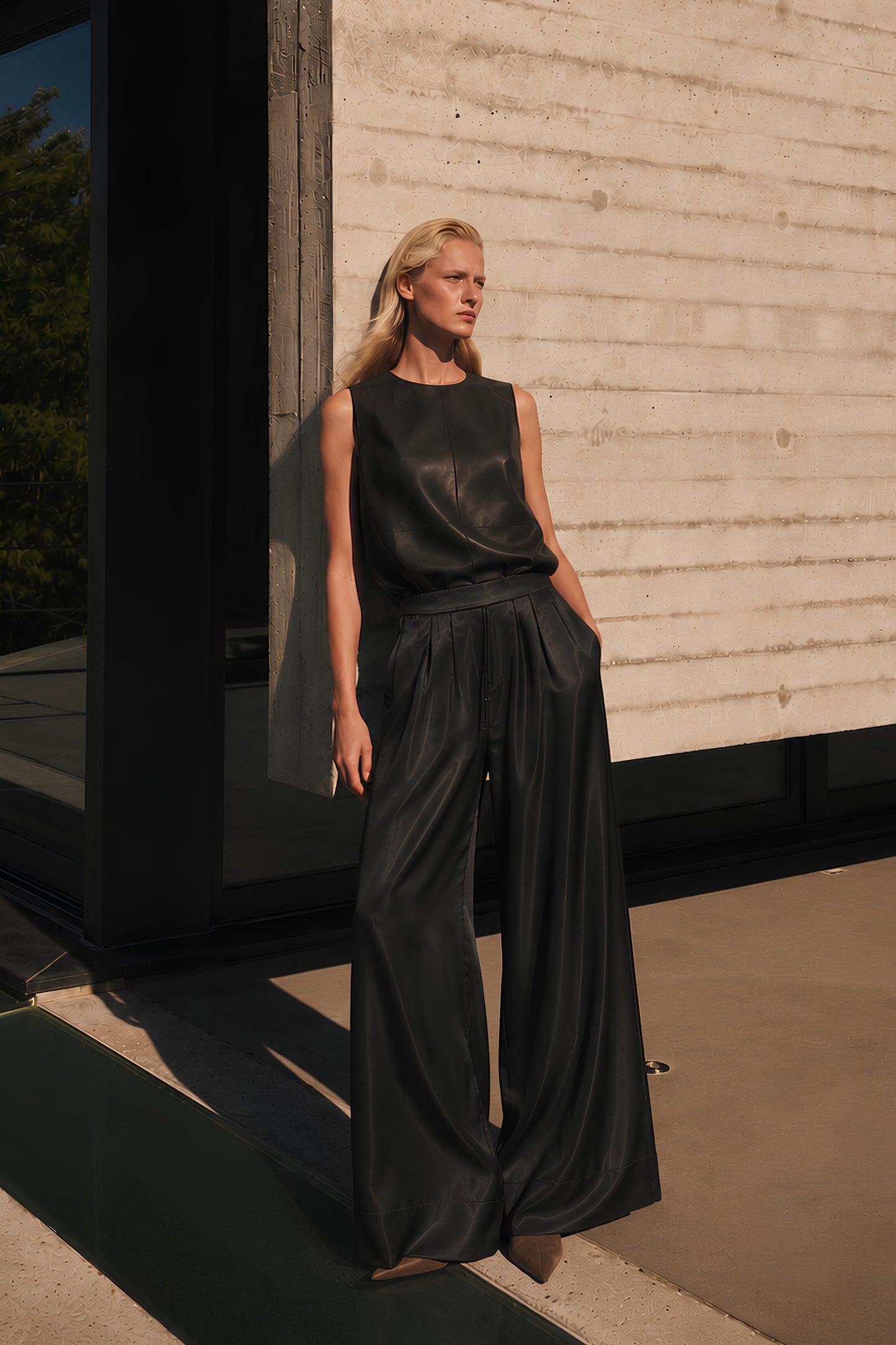 Satin Wide Leg Trousers- PREORDER