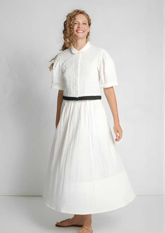 White Crinkle Weave Skirt