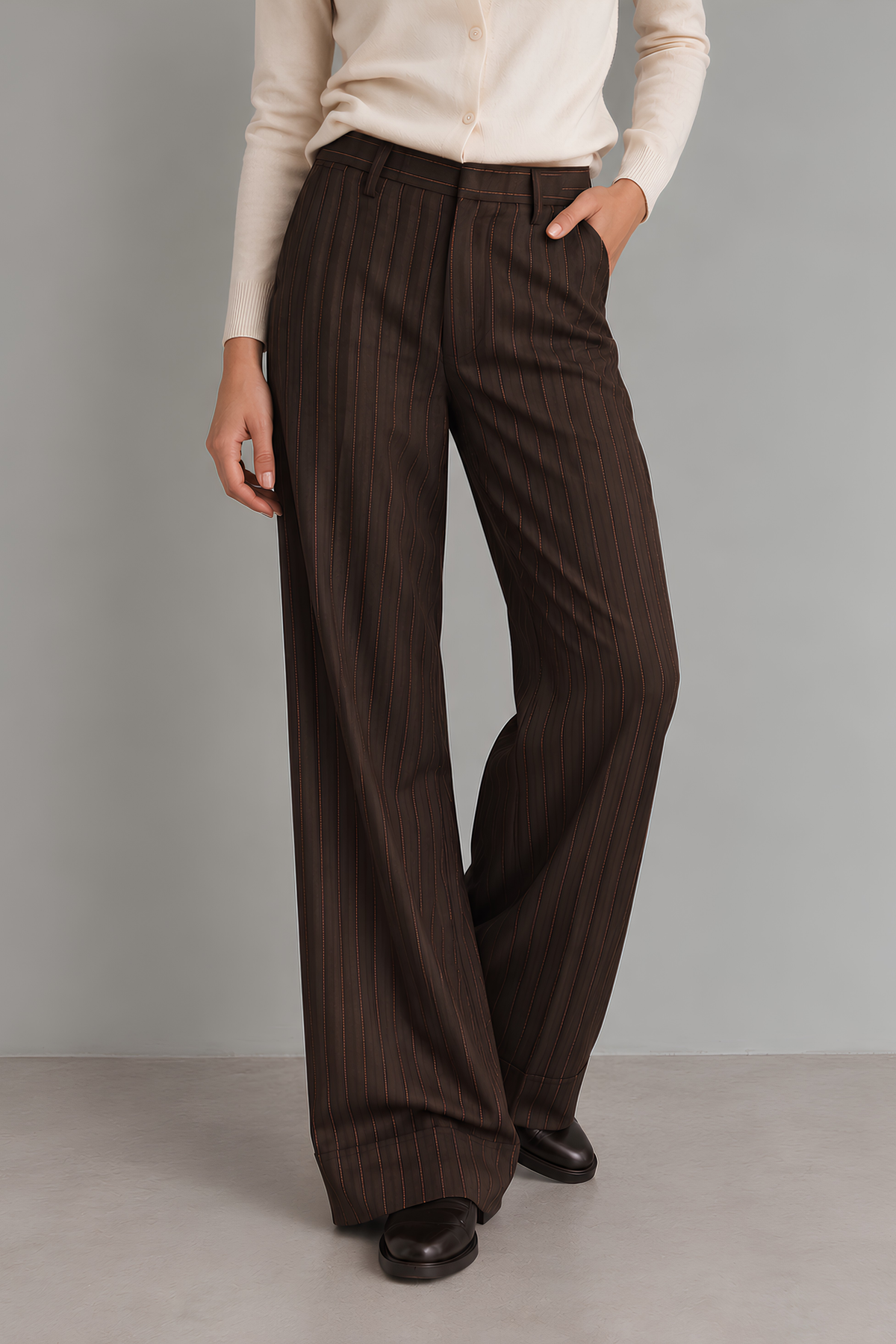 Pinstripe Wide Leg Trousers