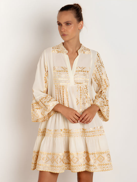 Embroidered Bell Sleeve Dress