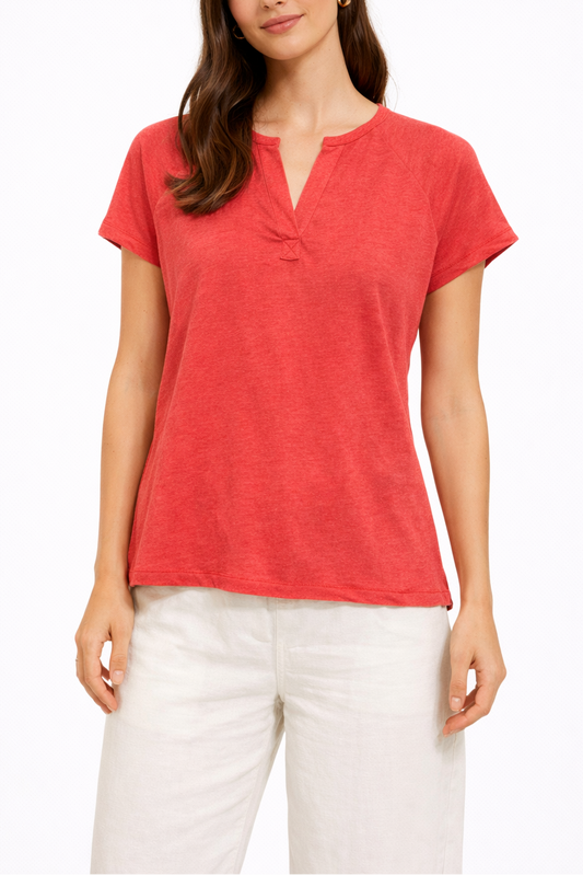 Linen V-Neck T-Shirt