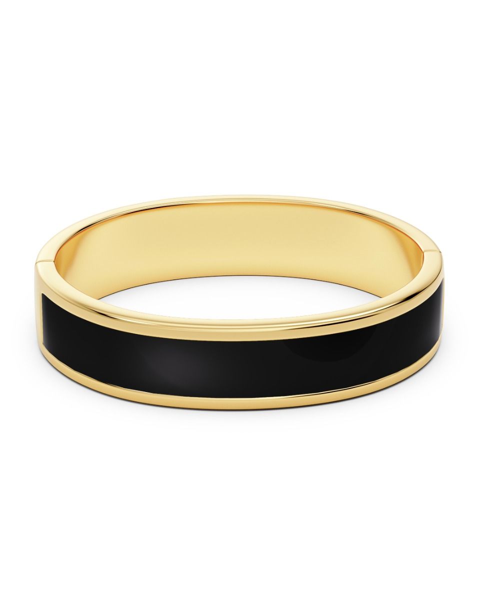 Frame Enamel Bangle Black Gold