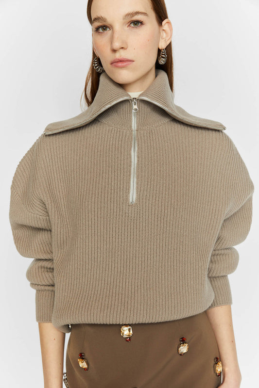 Ribbed Stitch Knit Polo