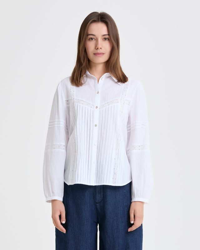 Cotton Lace Trim Shirt