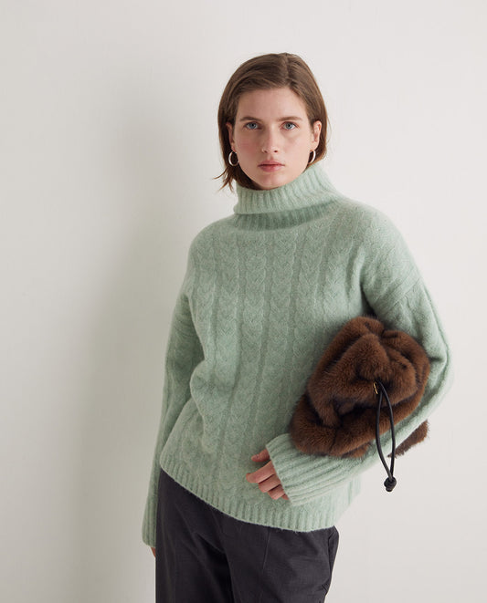 Cable Knit Rollneck Pullover