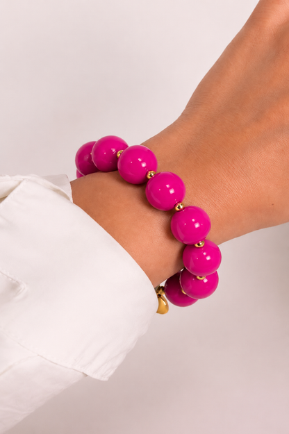 Scrunchie Bracelet with Coloured & Gold Beads