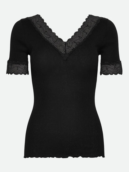 Beatha V-Neck Silk Lace T-Shirt