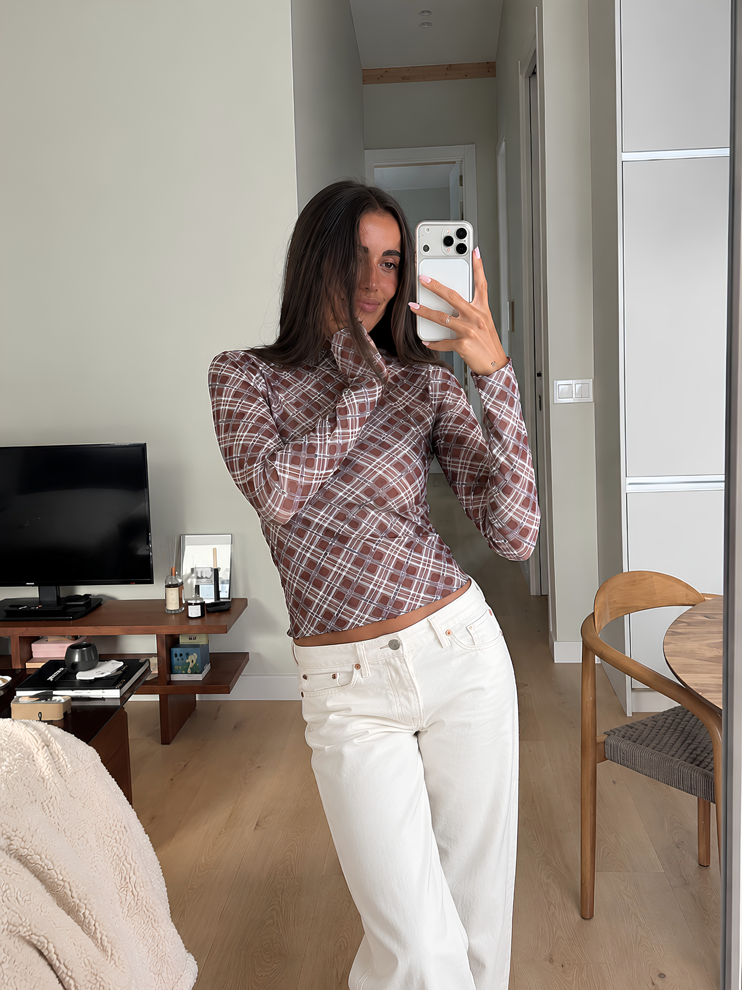 Plaid Sheer Top
