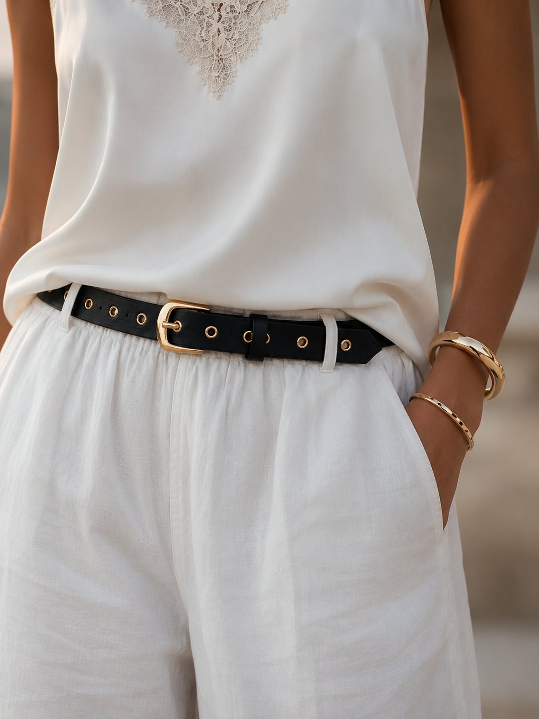 MAHI Studded Leather Belt- Black