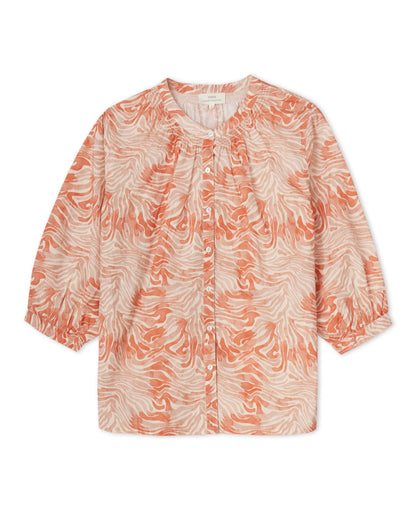Print Cotton Blouse Burnt Orange