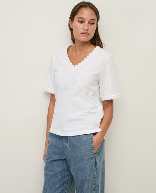 Crochet Detail Cotton Tee