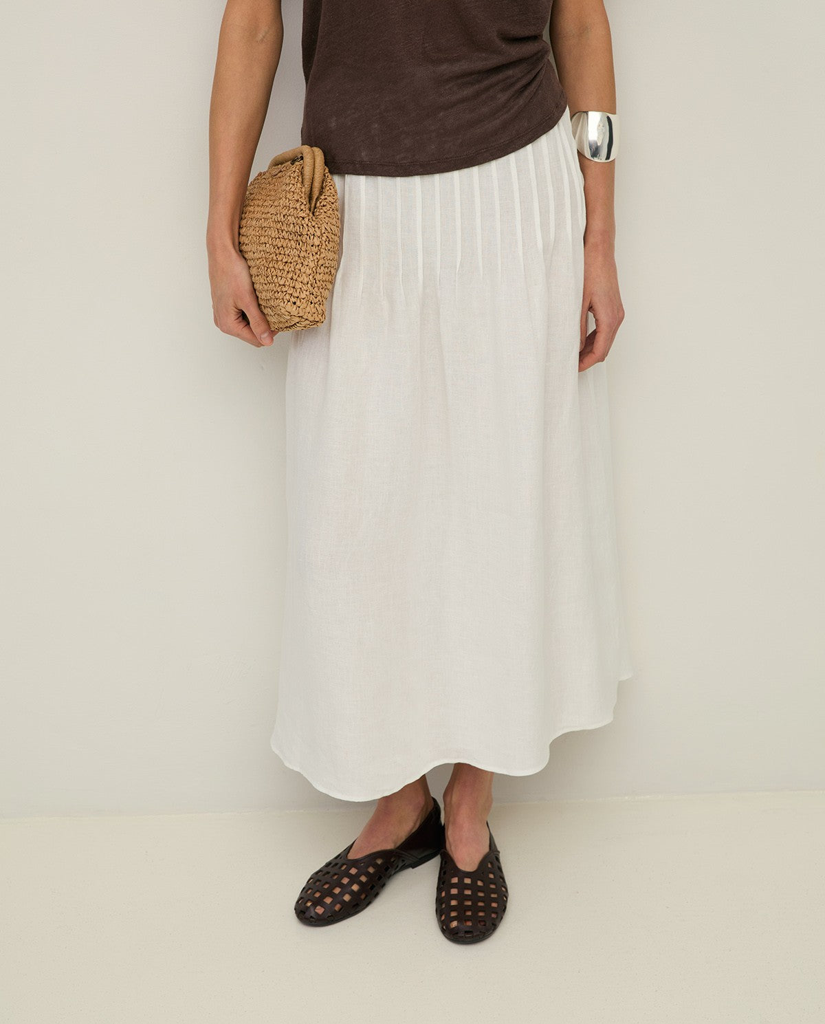 White Hemp Midi Skirt