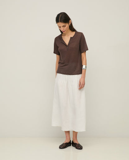 White Hemp Midi Skirt