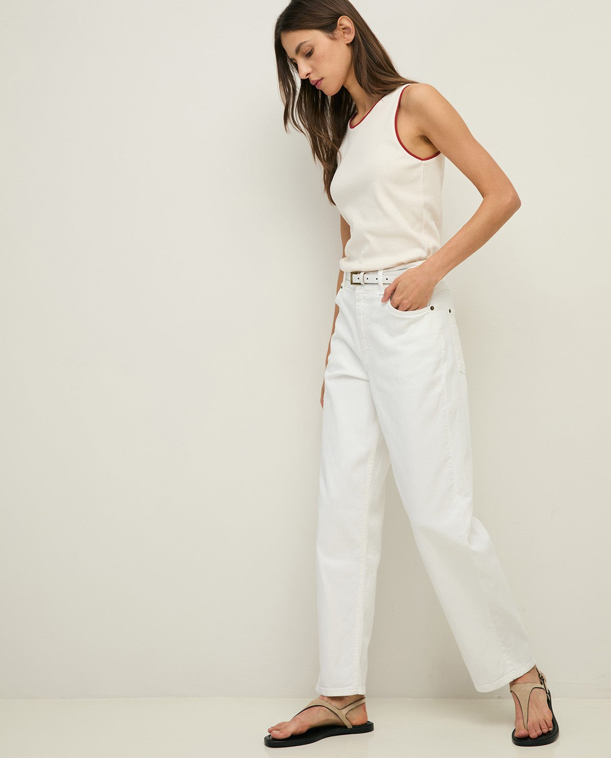 Straight White Cotton Jeans