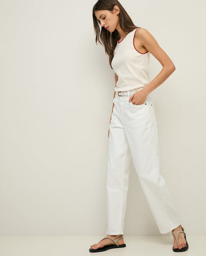 Straight White Cotton Jeans