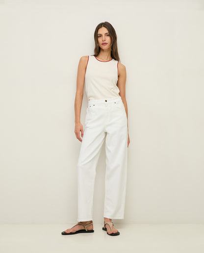 Straight White Cotton Jeans
