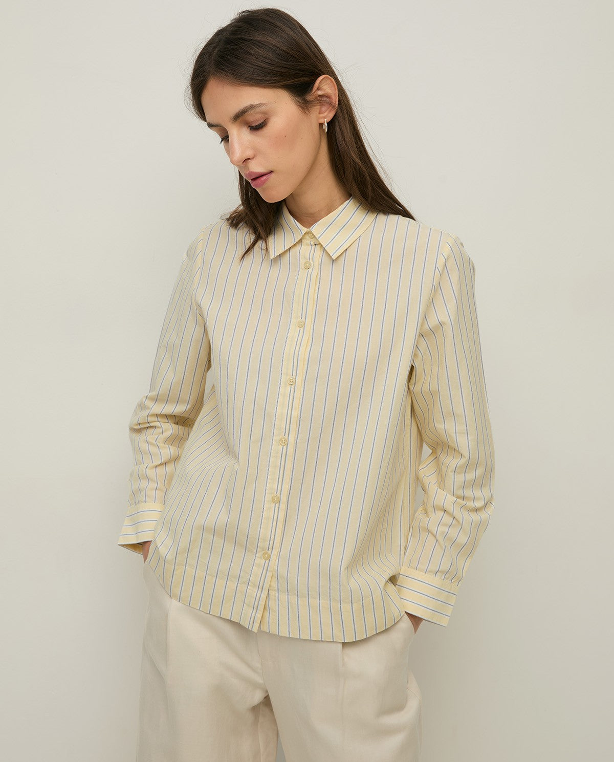 Yellow striped organic-cotton shirt