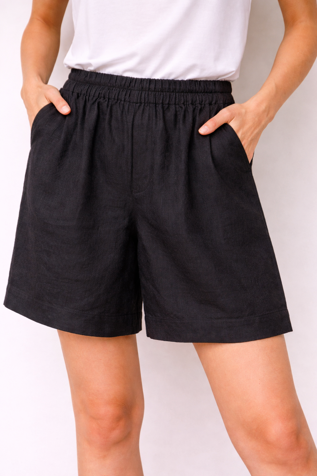 Black Linen Shorts