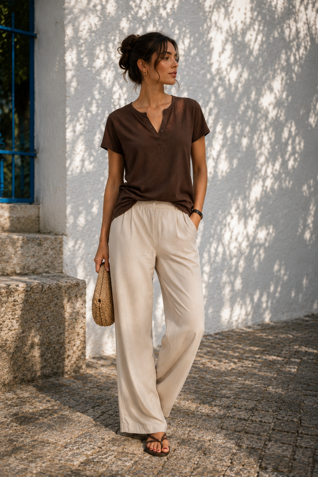 Linen V-Neck T-Shirt