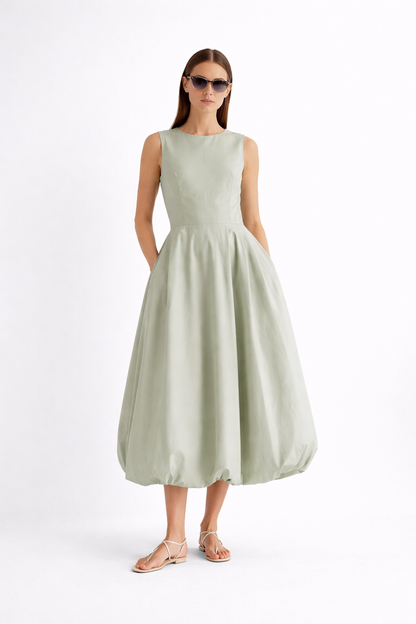 Balloon Hem Midi Dress