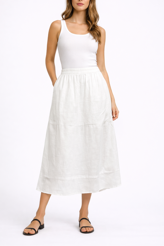 White Hemp Midi Skirt
