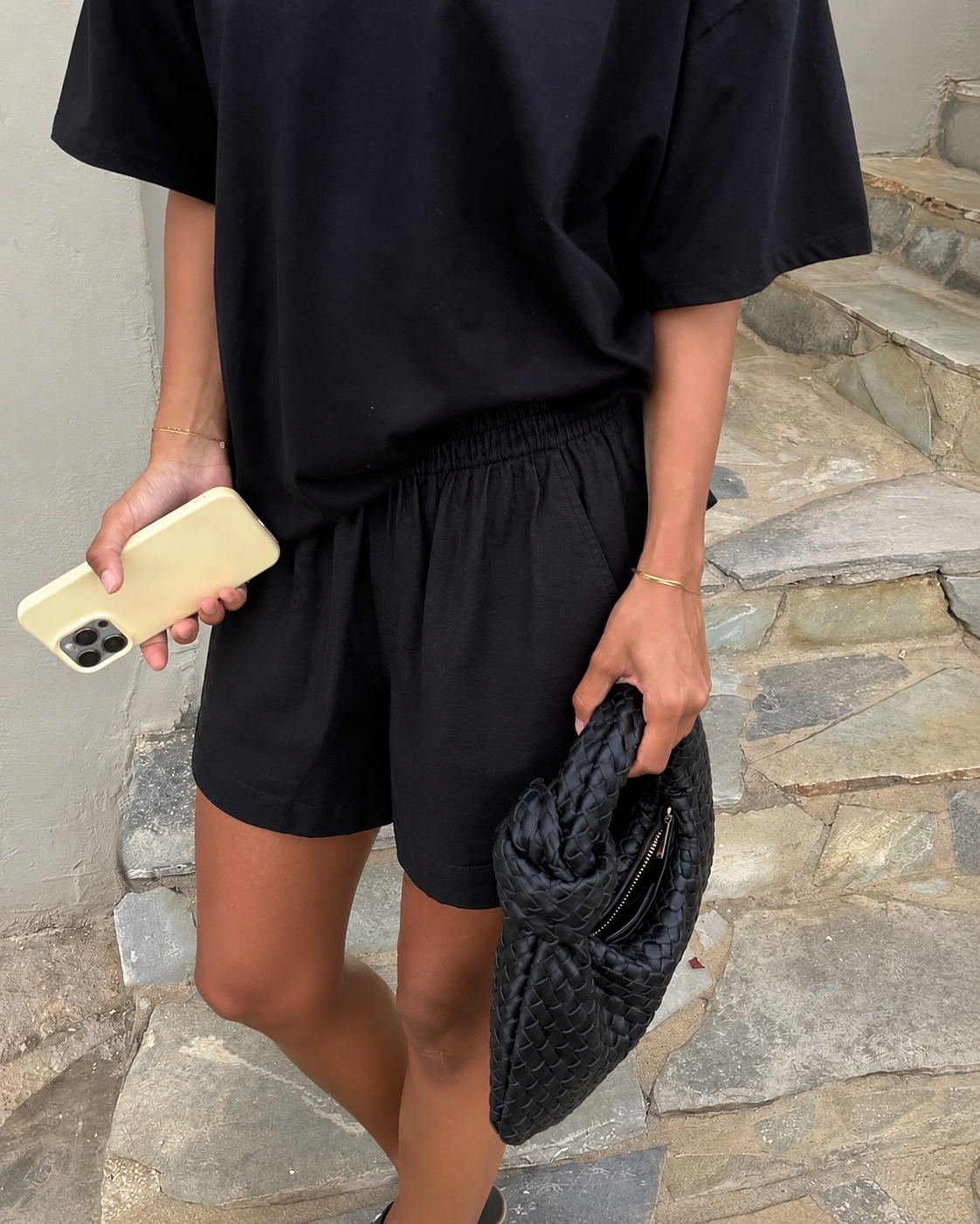Black Linen Shorts