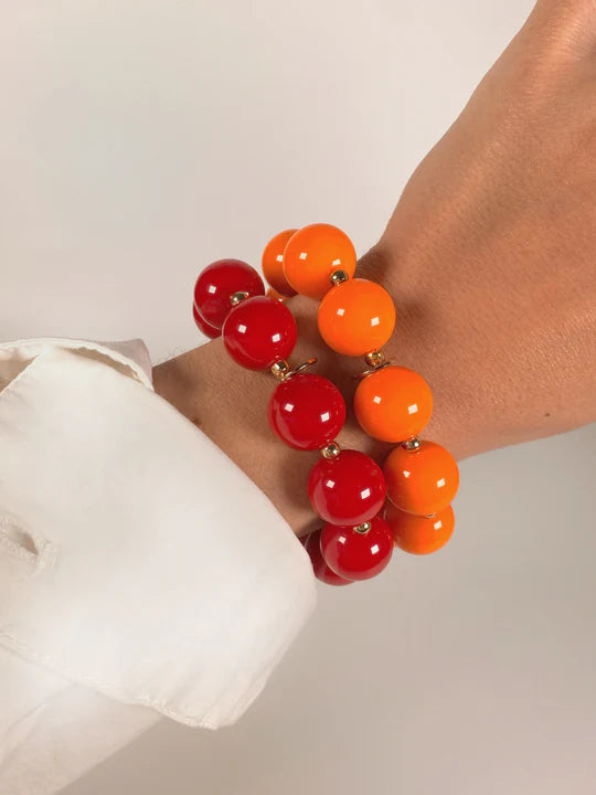 Scrunchie Bracelet with Coloured & Gold Beads
