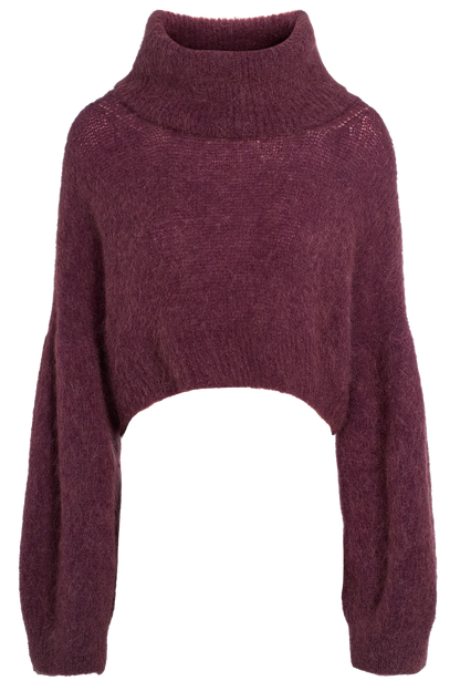 Andrea Rollneck Cropped Alpaca Pullover