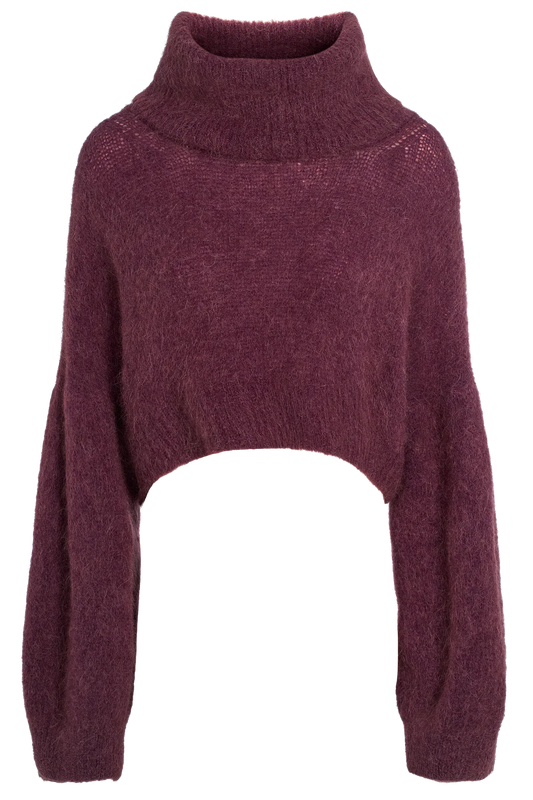 Andrea Rollneck Cropped Alpaca Pullover
