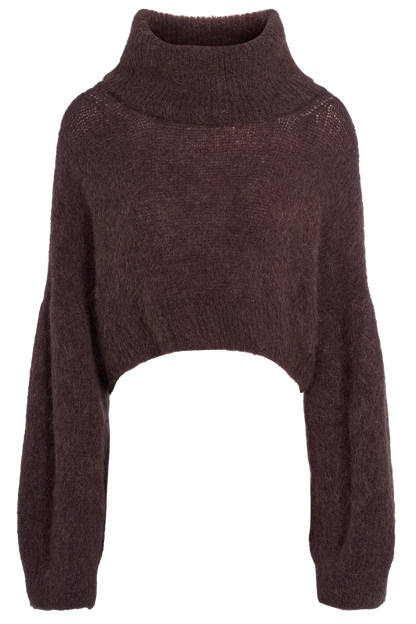 Andrea Rollneck Cropped Alpaca Pullover