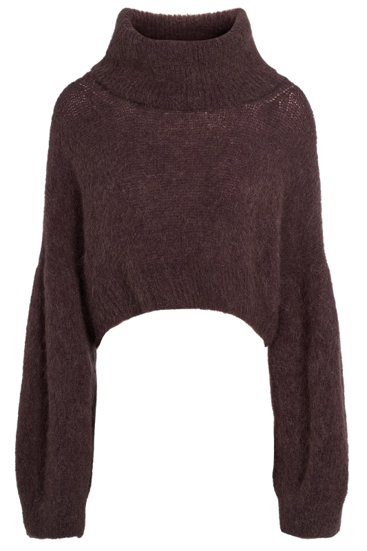 Andrea Rollneck Cropped Alpaca Pullover
