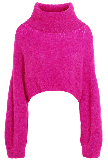 Andrea Rollneck Cropped Alpaca Pullover