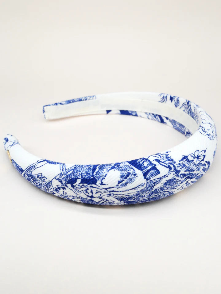 Toile de Jouy headband - blue